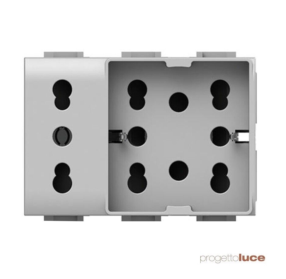 Presa elettrica universale bipasso e schuko 10/16A 3 moduli Side 4Box per MATIX
