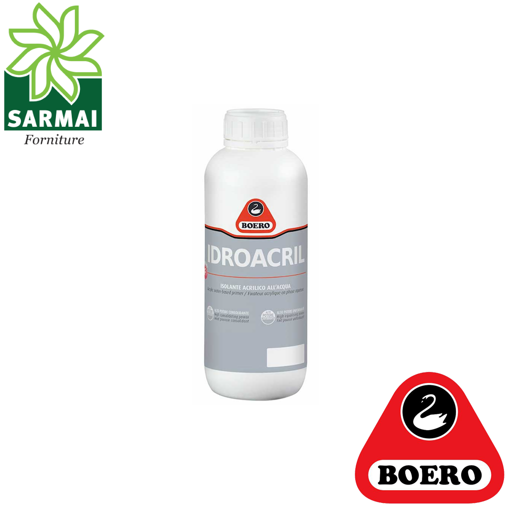 BOERO IDROACRIL ISOLANTE ACRILICO ALL'ACQUA ADESIONE UNIFORMANTE 1 Litro