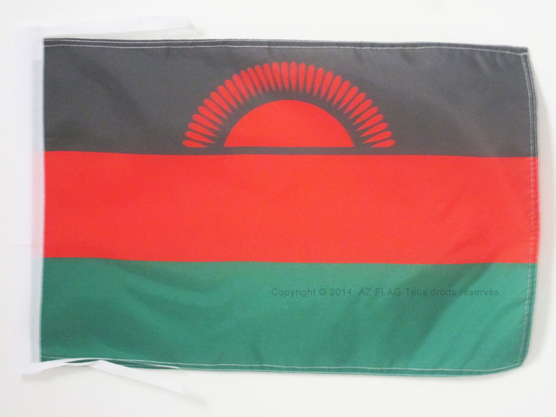 BANDIERA MALAWI 45x30cm - BANDIERINA MALAWAIANA 30 x 45 cm cordicelle - Nuova