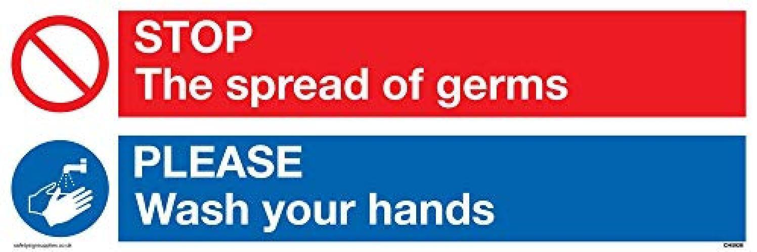 Viking Signs Stop germs Please wash your hands segno  plastica rigida 3 mm