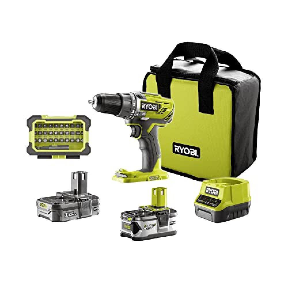 (TG. 1/2_pollice) RYOBI - Trapano senza fili 18 Volt 50 Nm, fornito in sacchetto