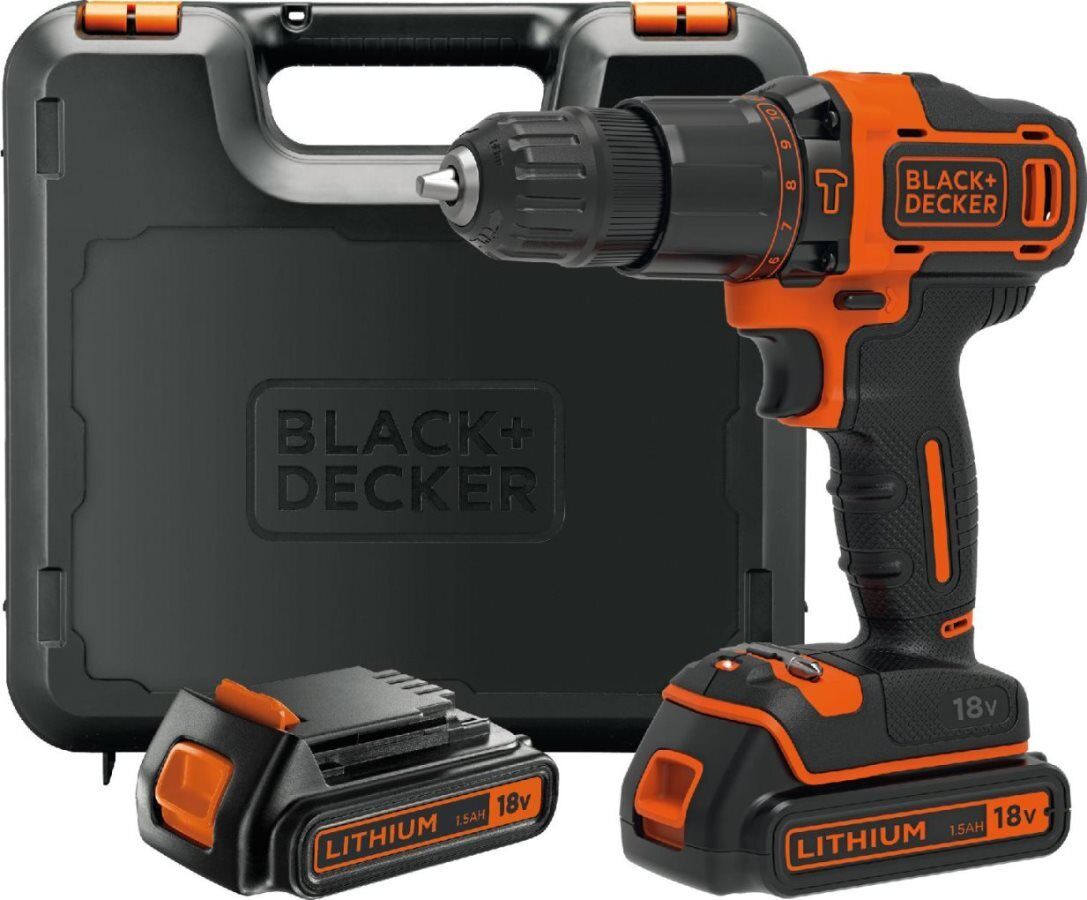Trapano a Percussione a Batteria 18 v Black Decker Avvitatore BDCHD18KB