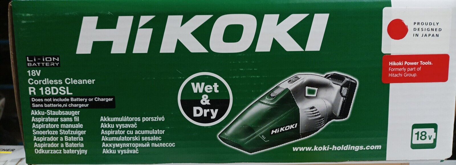 ASPIRATORE R18DSL HIKOKI 18V SOLIDI - LIQUIDI BASE SOLO CORPO MACCHINA