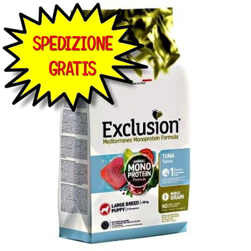 EXCLUSION MEDITERRANEO MONOPROTEIN CANE PUPPY LARGE TONNO 12 KG
