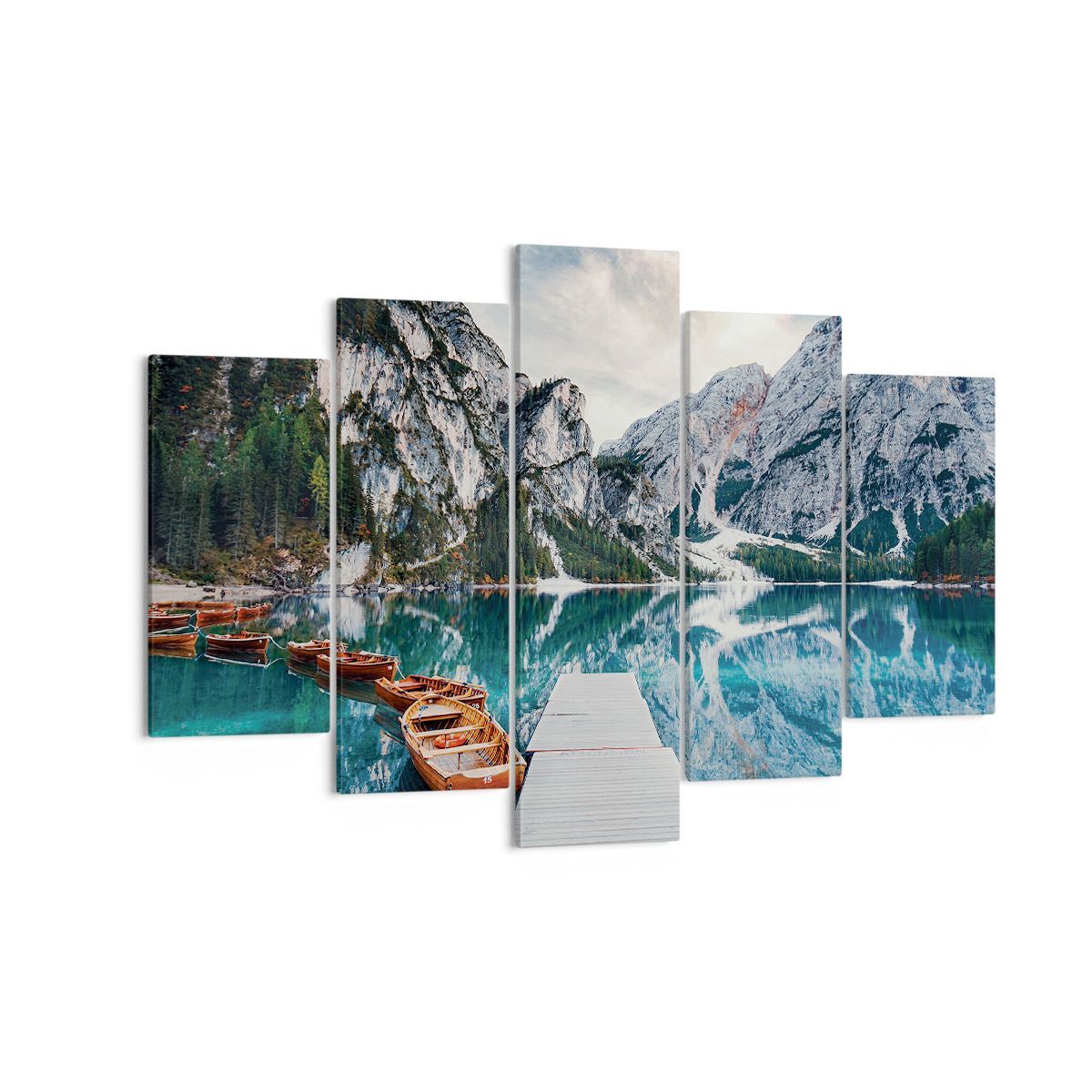 Quadro su Tela 150x100cm Barche montagne porto Stampe Immagini Quadri Murale