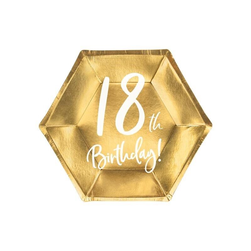 PIATTI 20 CM 18TH BIRTHDAY ORO 6 PZ