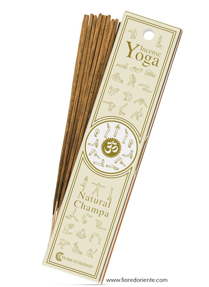 Natural Champa Yoga Incense, Incenso Naturale, 10 Bastoncini