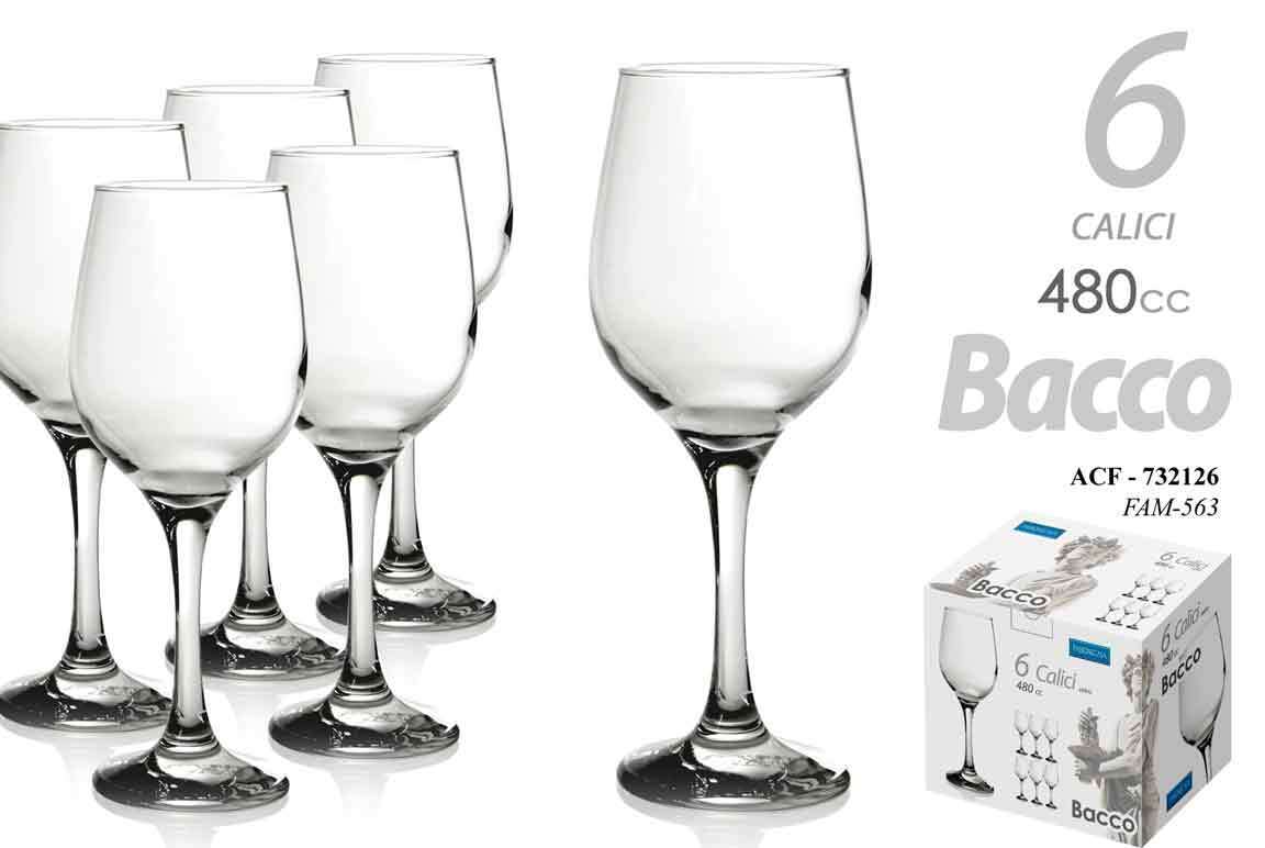 6 CALICE MAXI VINO ROSSO BIANCO GAMBO CALICI BICCHIERI DA TAVOLA BACCO 480  ML