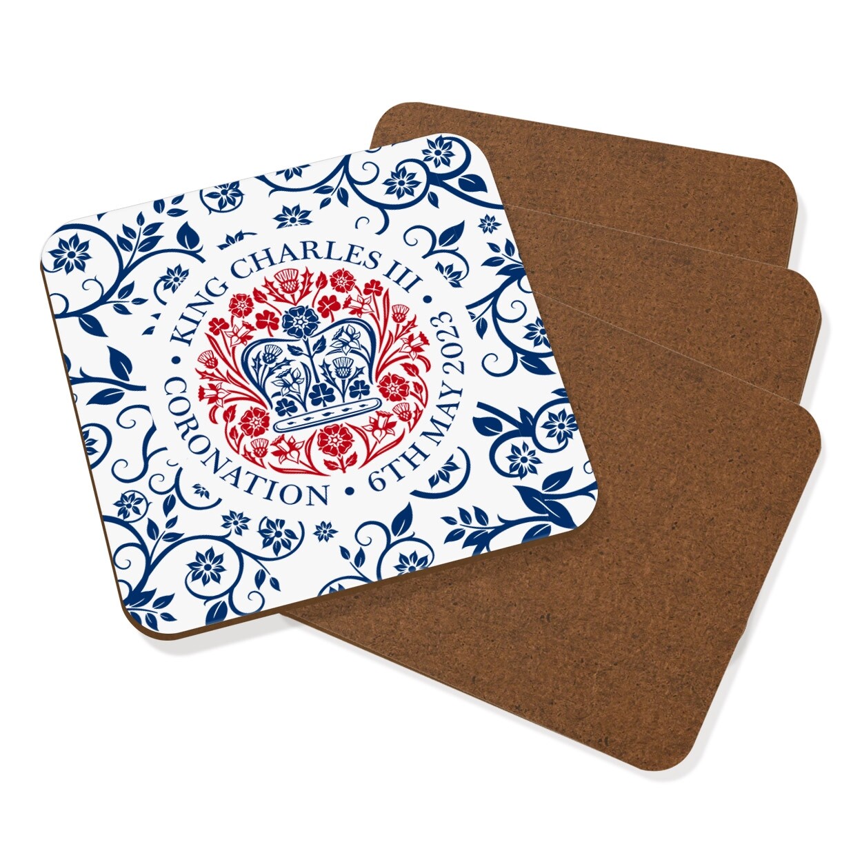 Motivo Coronation Emblema King Charles III Sottobicchiere Set Di 4 Souvenir