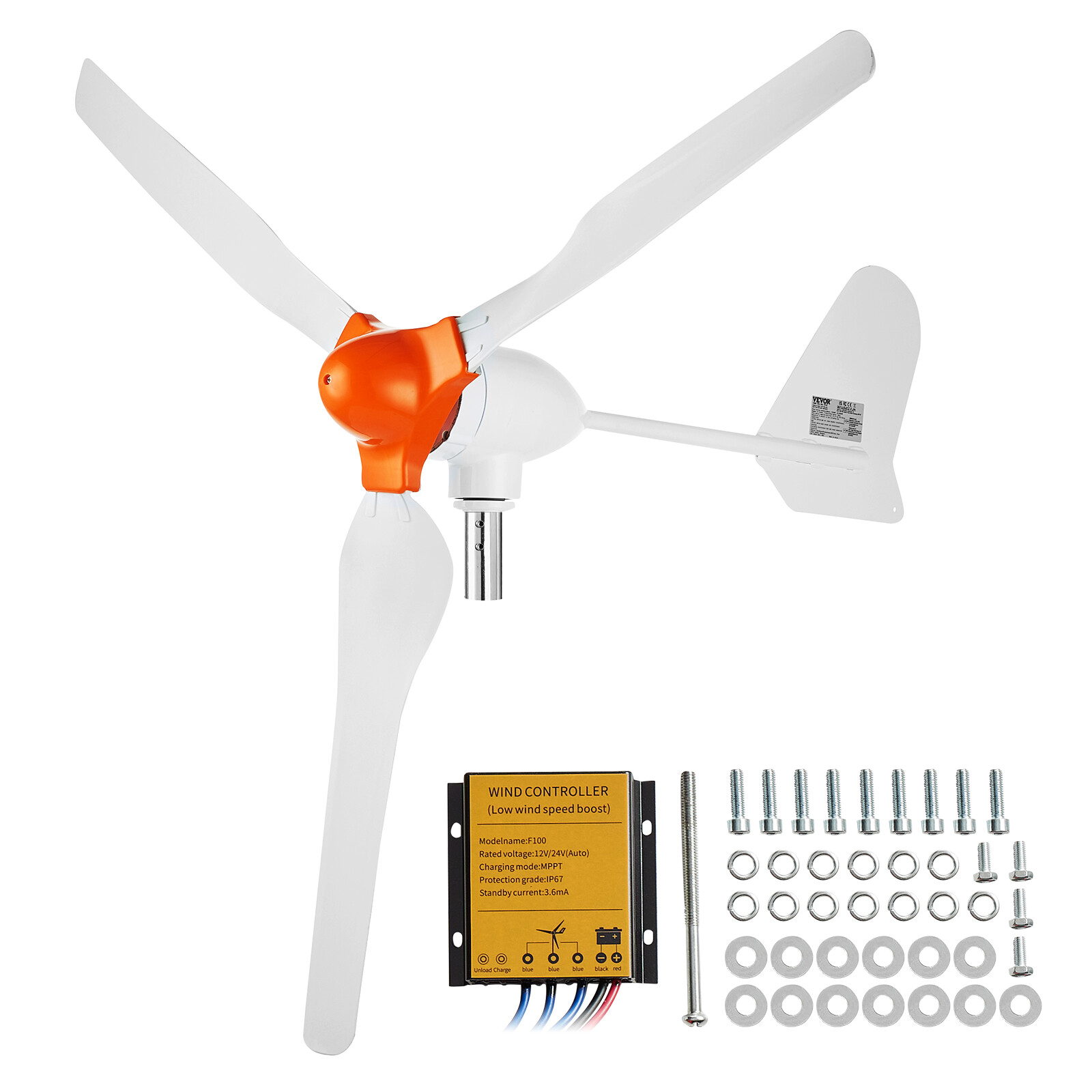 VEVOR Generatore Eolico da 800 W Kit Turbina Eolica 3 Pale 12V Controller MPPT