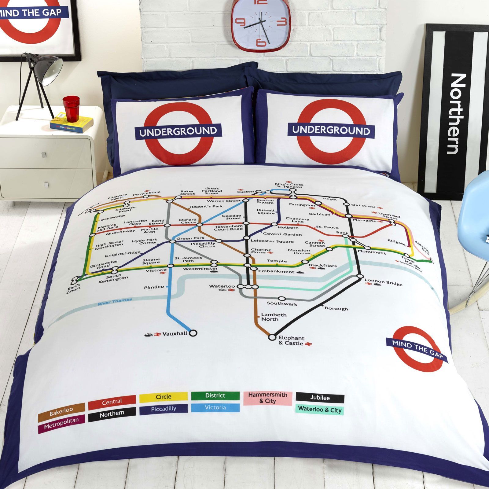 Londra Metropolitana Tubo Mappa Doppio Set Copripiumino Con Federe Letto