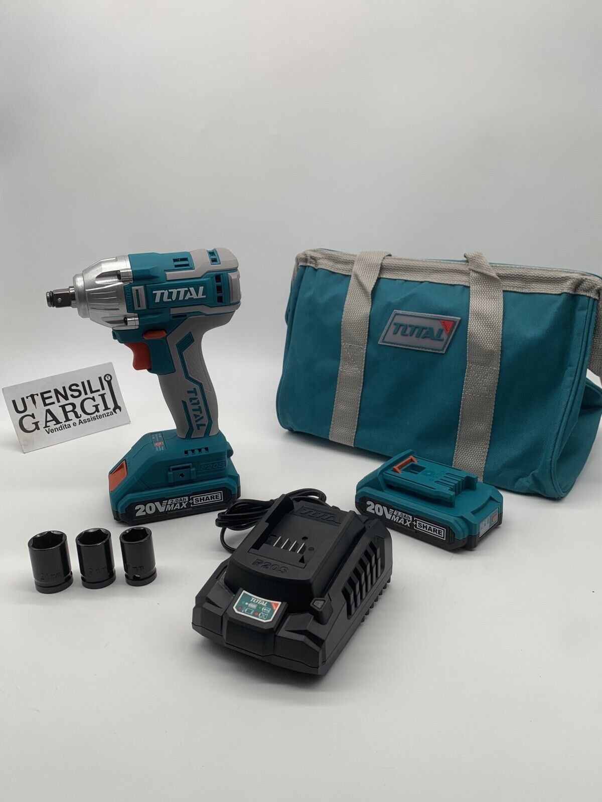 AVVITATORE A IMPULSI A BATTERIA 20V 1/2" BRUSHLESS CON 2 BATTERIE 2.0Ah - TOTAL