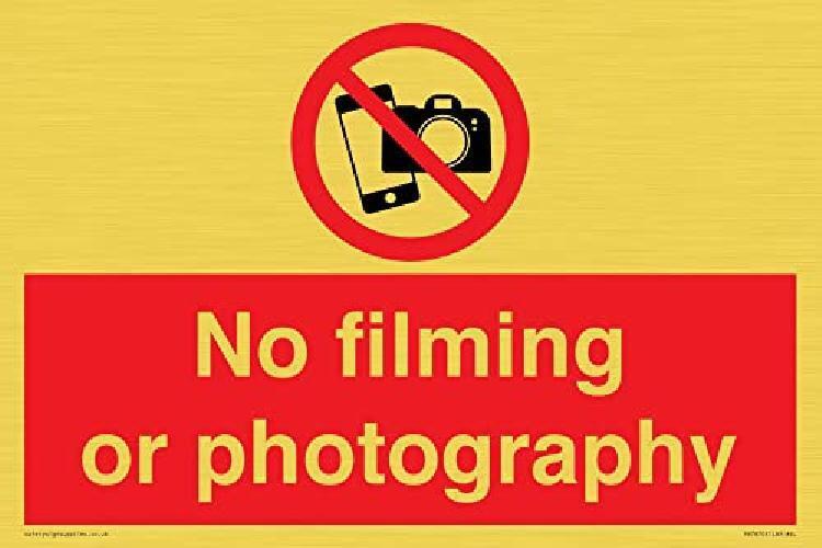 No filming or photography Sign - 300x200mm - A4L