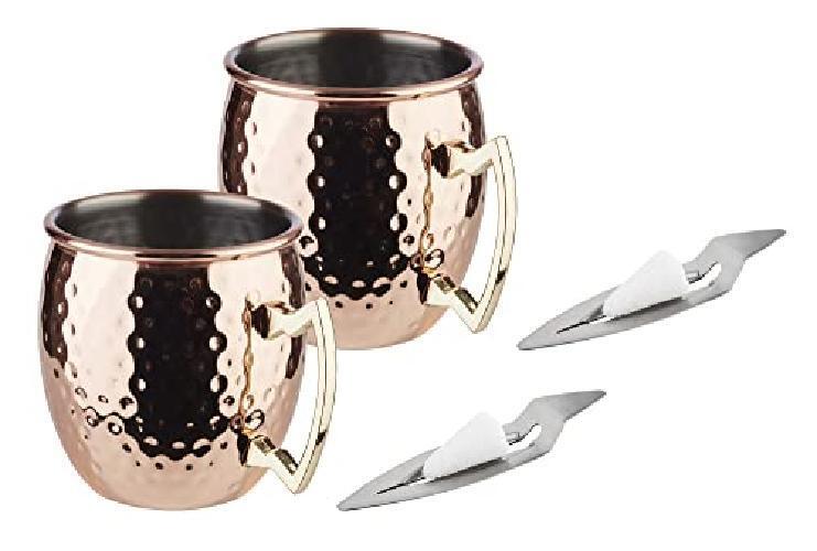 APS Mini Feuerzangenbowle Set, 2 Tazze in Acciaio Inox in Look Rame, Ciotola per