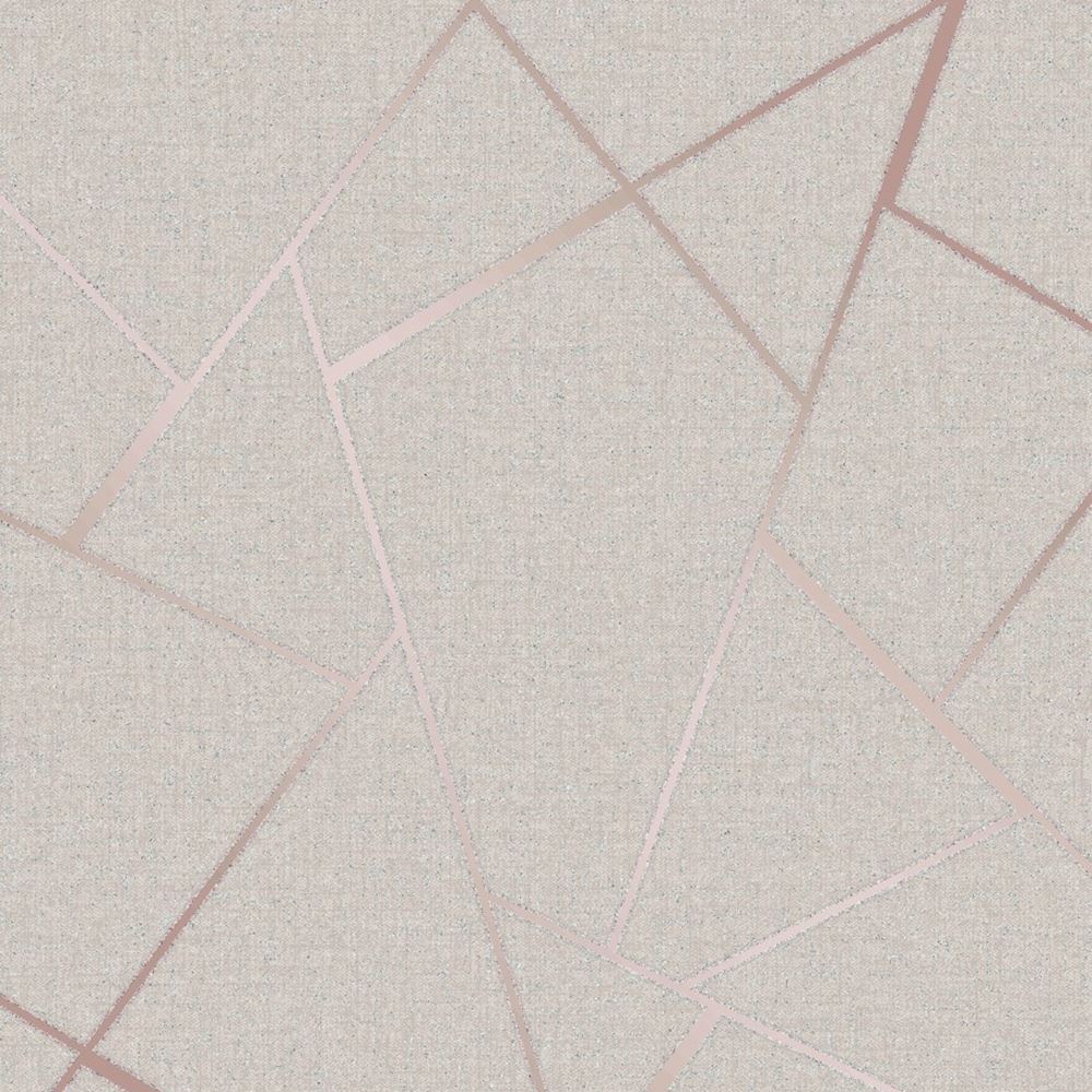 Quarzo Fractal Carta da Parati Geometrica - Fine Decor - Beige/Oro Rosa FD42282