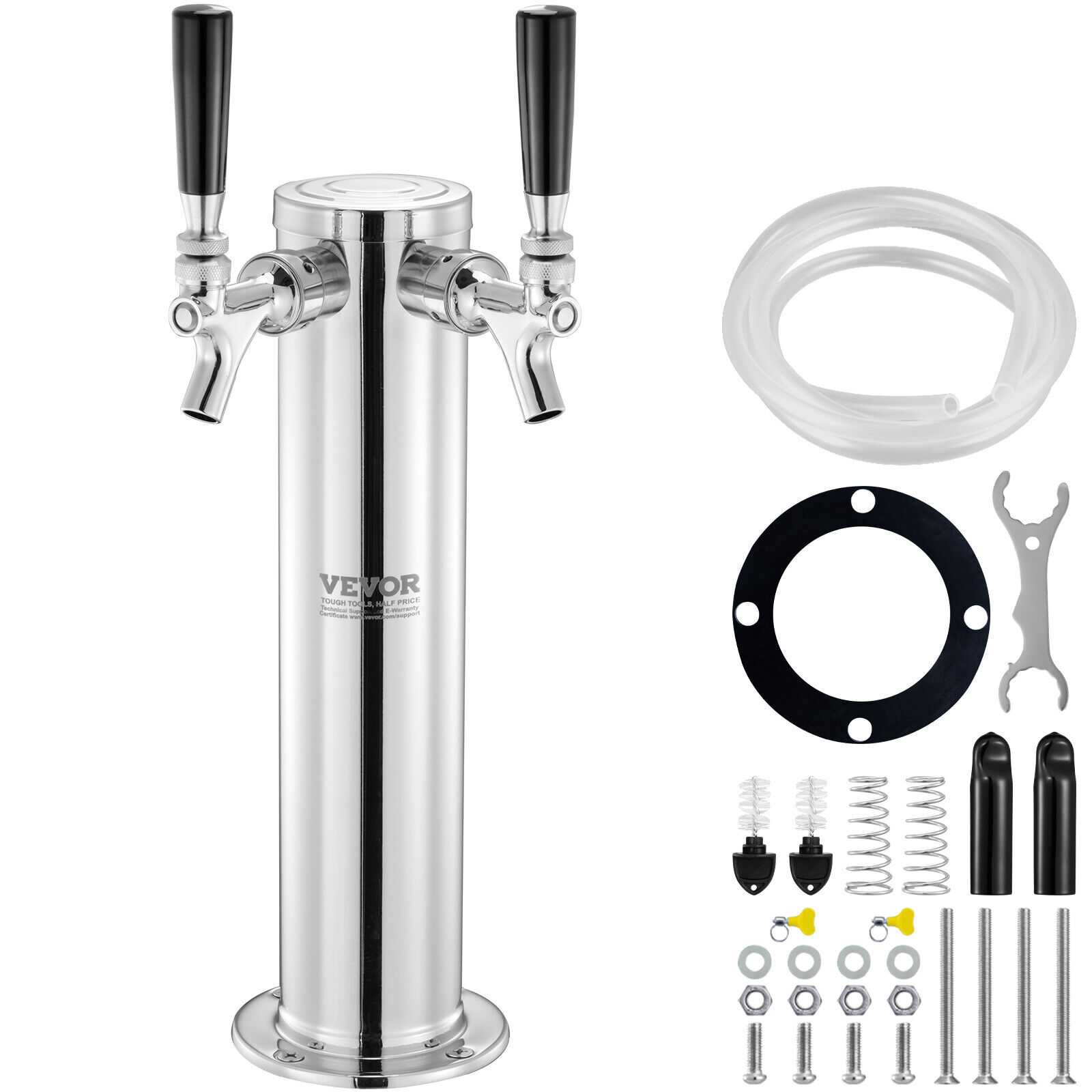 VEVOR Dispenser per Birra alla Spina con Doppio Rubinetto in Acciaio Inox