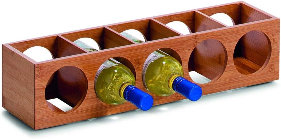 Zeller 13565 Portabottiglie di Vino, Bambú, Beige, 13.5x12.5x53 cm