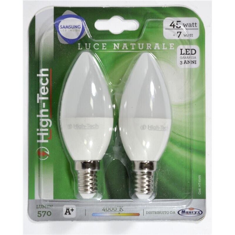 HIGH-TECH SET 2 LAMPADINE LED SAMSUNG OLIVA E14 7W C37 LUCE NATURALE 4000K 570 L
