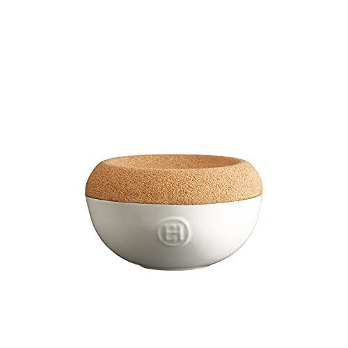 Emile Henry Barattolo per Sale, Ceramica Sughero, Blanc Craie, 14,6 x 14,6 x 8,6