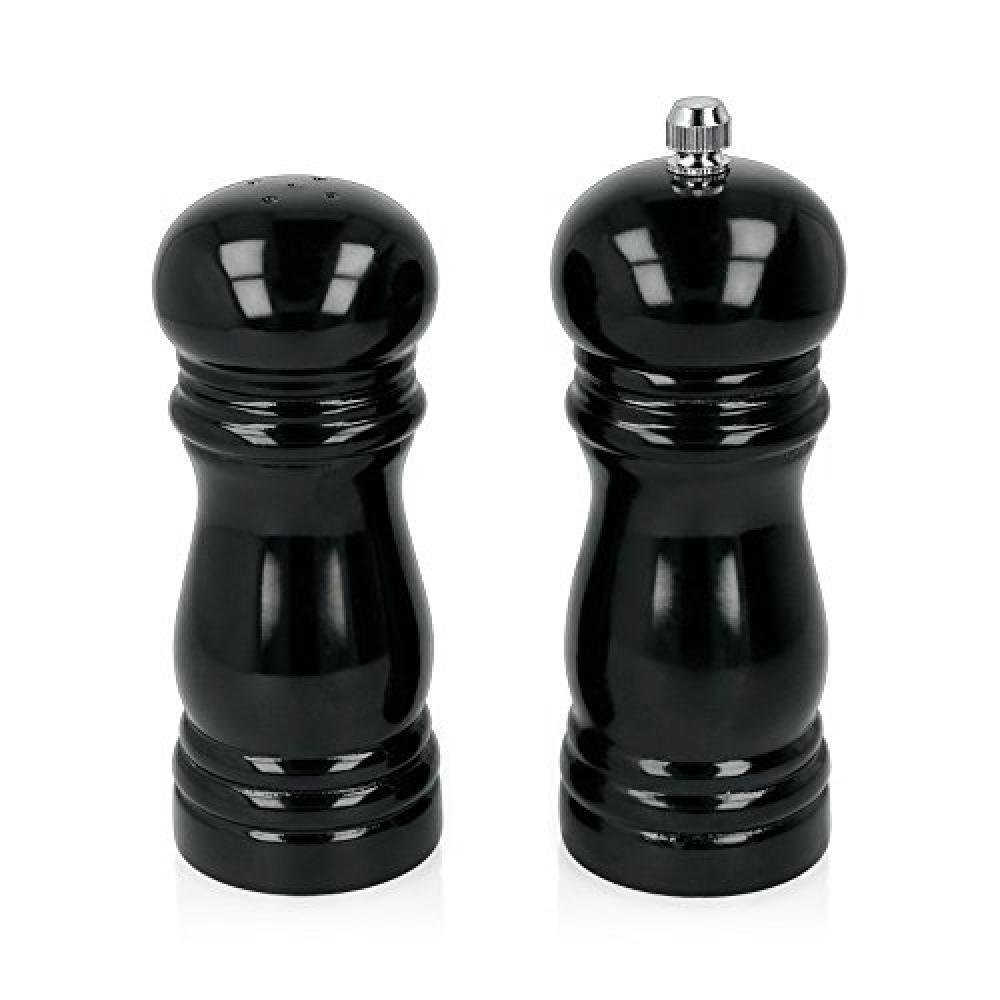 (TG. 10 x 5 x 13 cm) Metaltex Pepper mill-salt shaker set, nero - NUOVO