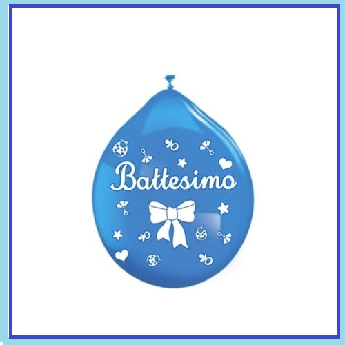 Palloncini battesimo celeste in latice stampati bimbo 20 pz addobbo allestimento