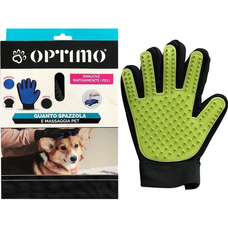 OPTIMO GUANTO SPAZZOLA E MASSAGGIA PET IN COLORE ASSORTITO