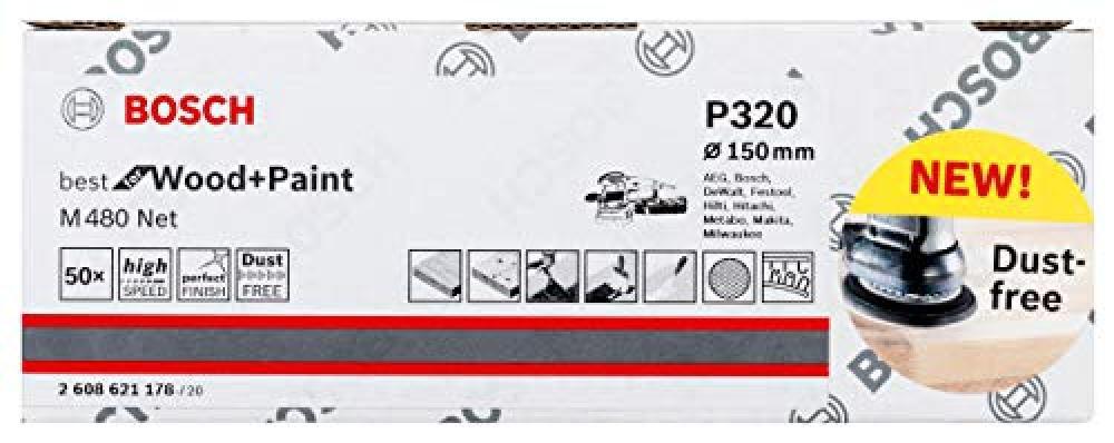(TG. Ø 150 mm) Bosch Professional 2608621166 Foglio Abrasivo M480 Best for Wood