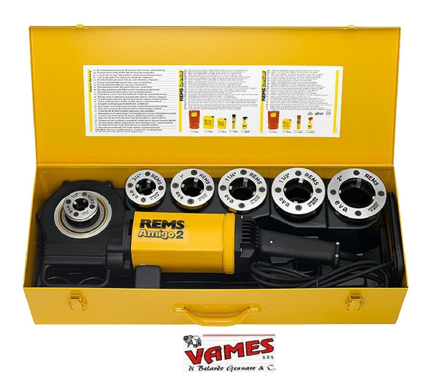 FILIERA ELETTRICA PORTATILE REMS AMIGO 2SET R - 1/2" - 3/4" - 1"- 1/4"-1 1/2"-2"