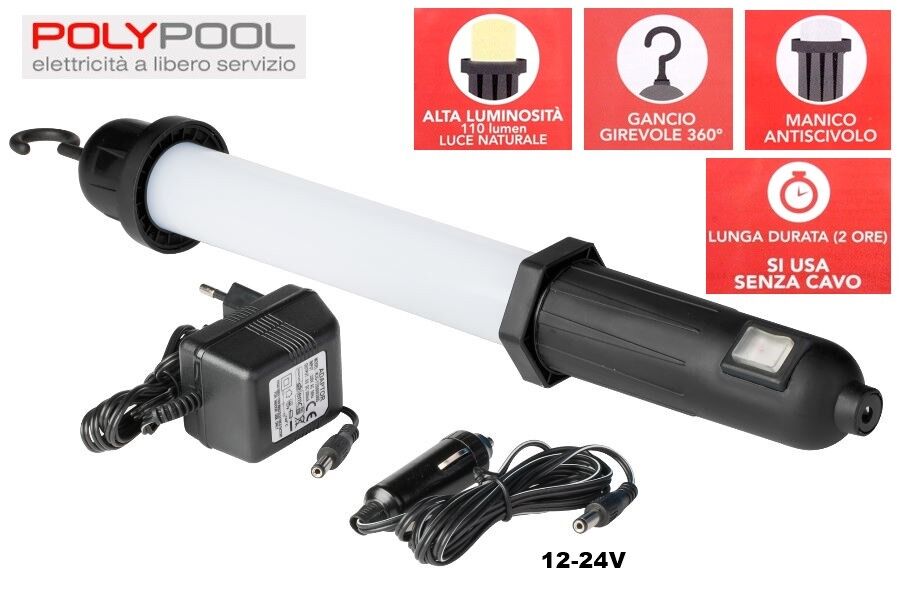 TORCIA LAMPADA DA LAVORO MECCANICO ISPEZIONE A LED RICARICABILE "POLYPOOL"