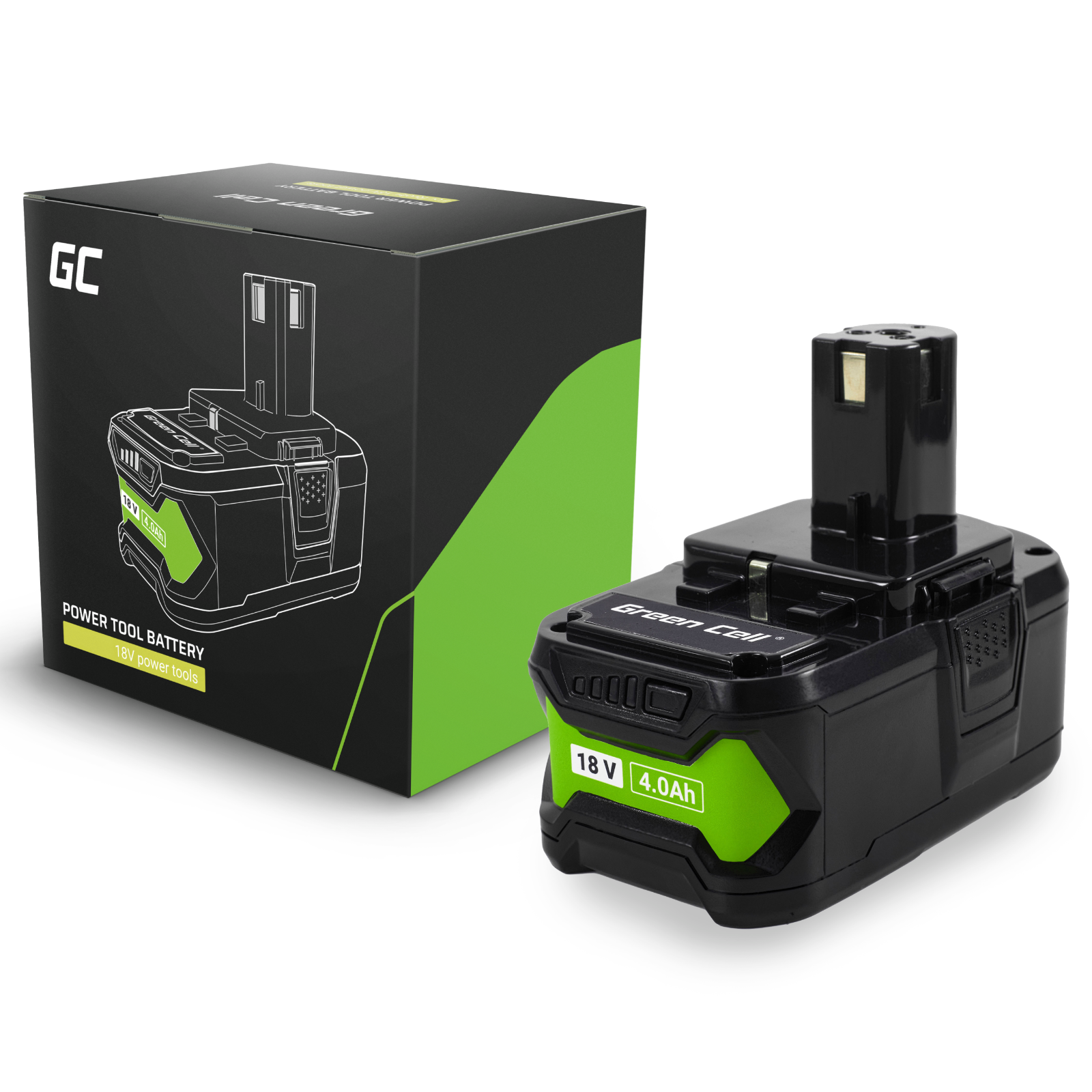 GC BATTERIA LI-ION PER RYOBI ONE+ 18 V 4AH BATTERIA RB18L40 PER UTENSILI ONE+