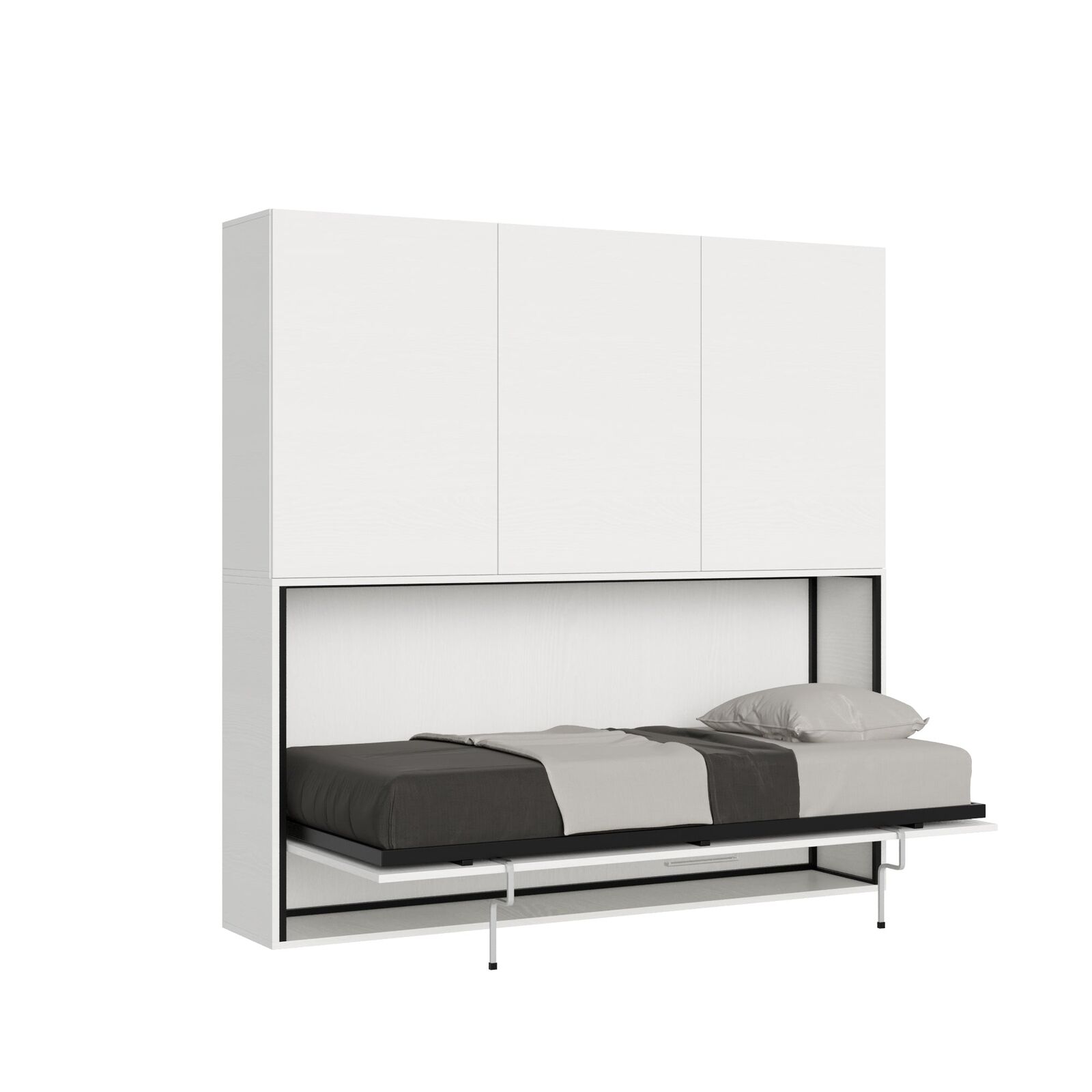 Letto Singolo a Scomparsa Composizione D Kando H194,4 Bianco Frassino con