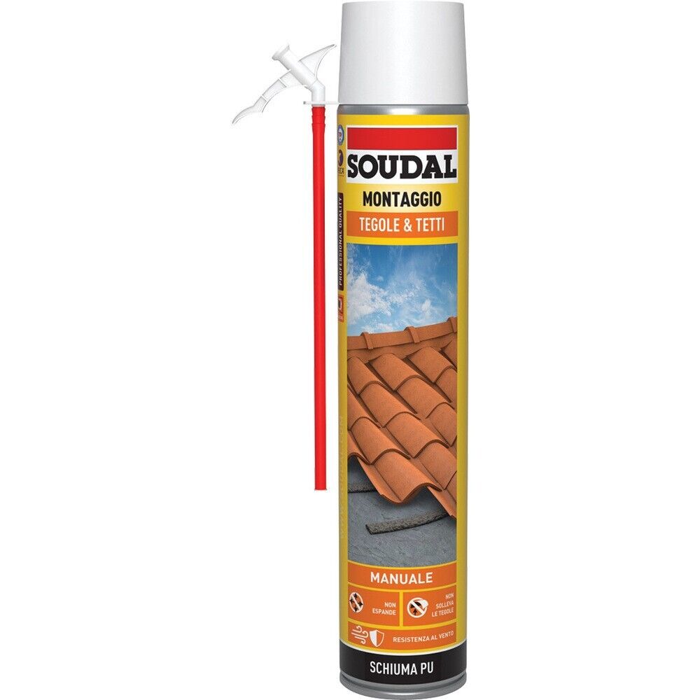 SCHIUMA POLIURETANICA MANUALE TEGOLE e TETTI SIGILLARE FISSARE SOUDAL 750 ml