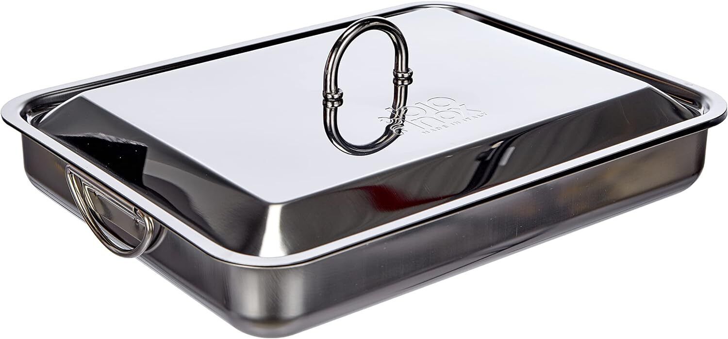 Inoxriv Bioinox Rectangular Baking Dish with Lid, Stainless Steel 35 x 27 cm