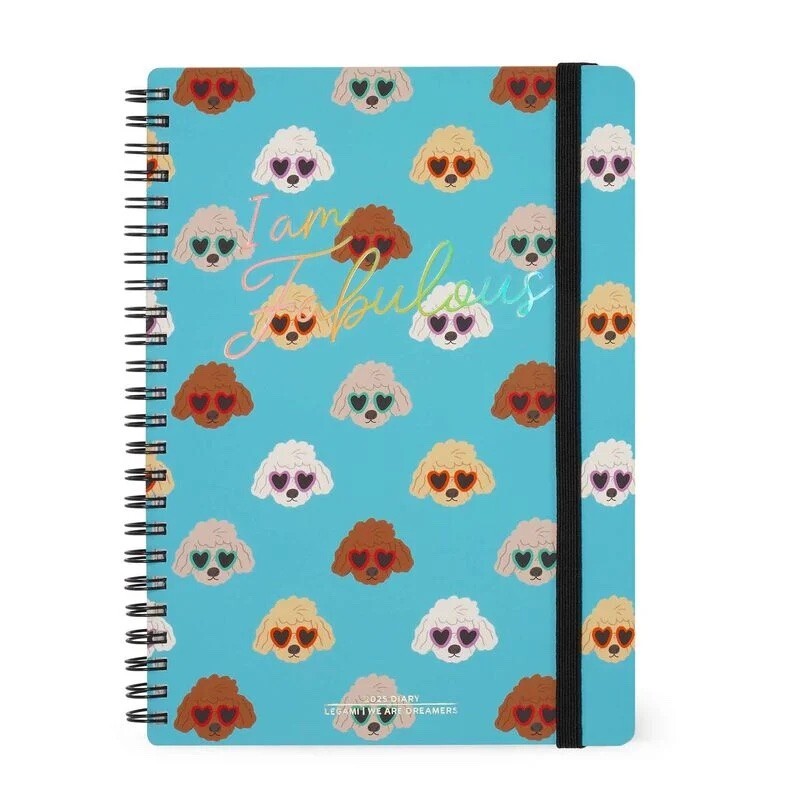 AGENDA 2025 legami SETTIMANALE spiralata 12 MESI sky blue DOGS large WEEK