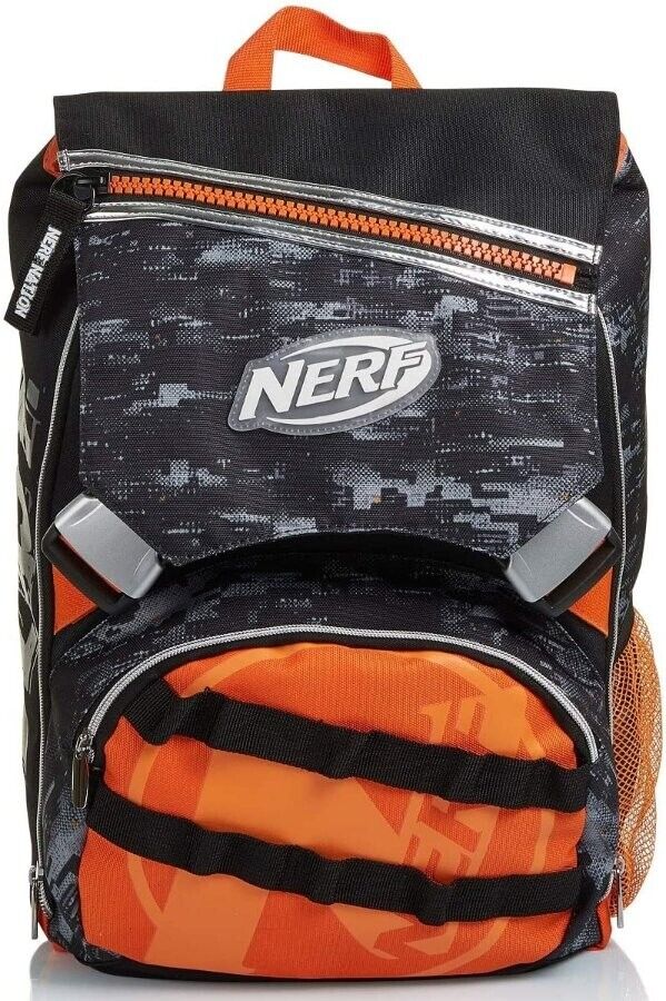 Zaino Estensibile Big Nerf, Nerf Nation Unica, Nero e Arancione