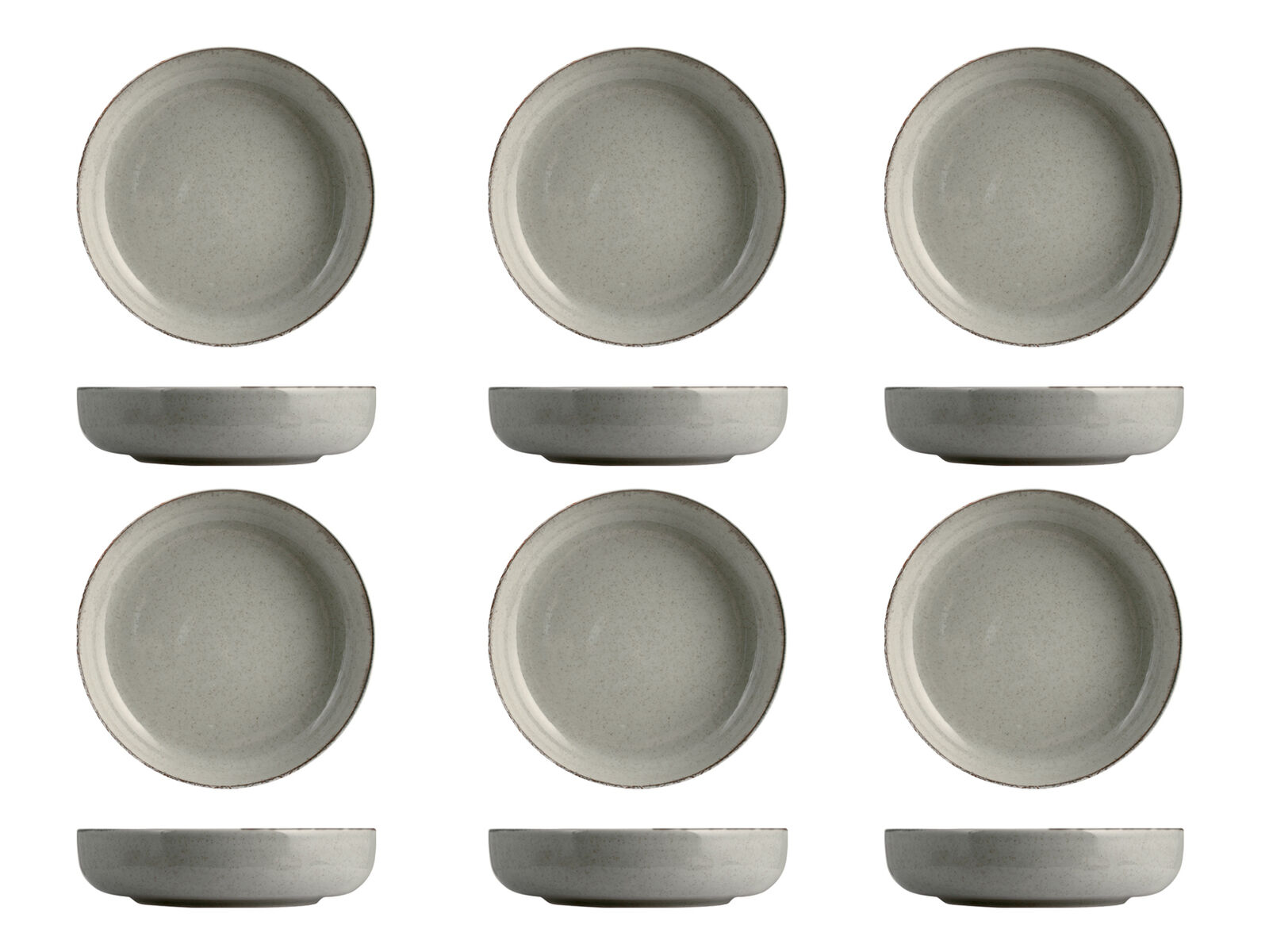 H&H Set 6 Piatti Fondi Pearl Cm19 Grigio