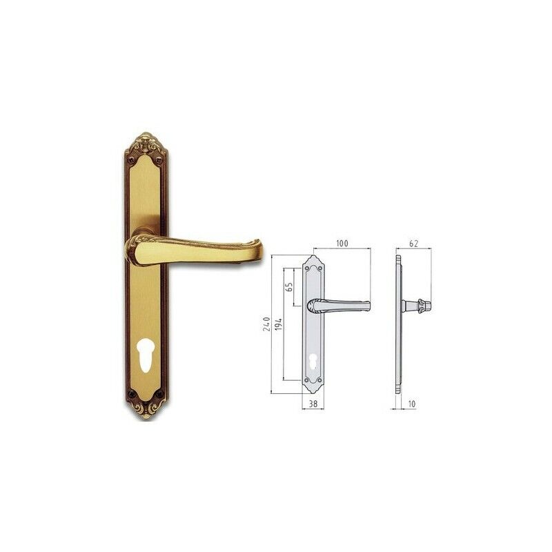 Coppia maniglie guarnitura Q8 placca yale 85 OF-M3 modello "LADY" marca GHIDINI