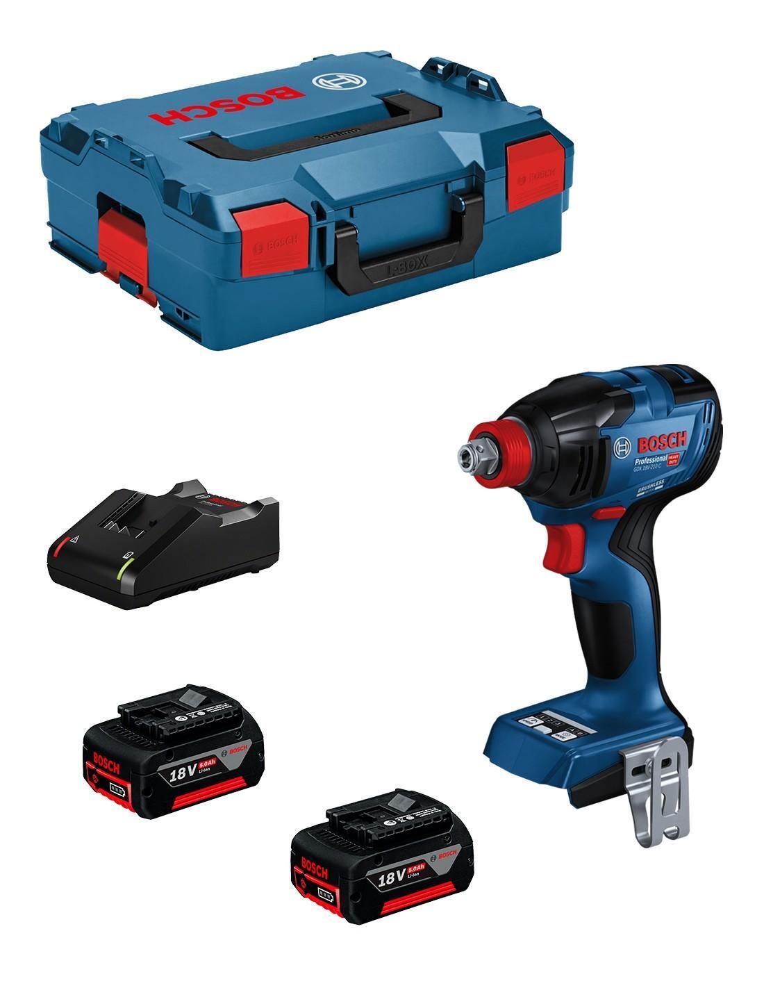 Avvitatore a massa battente BOSCH GDX 18V-210 C (2 x 5,0 Ah + GAL18V-40 + L-Boxx