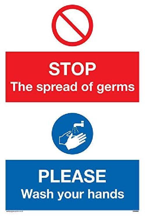 Viking Signs CH5926-A4P-V STOP germi Please wash your hands segno  Vinyl/Sticke