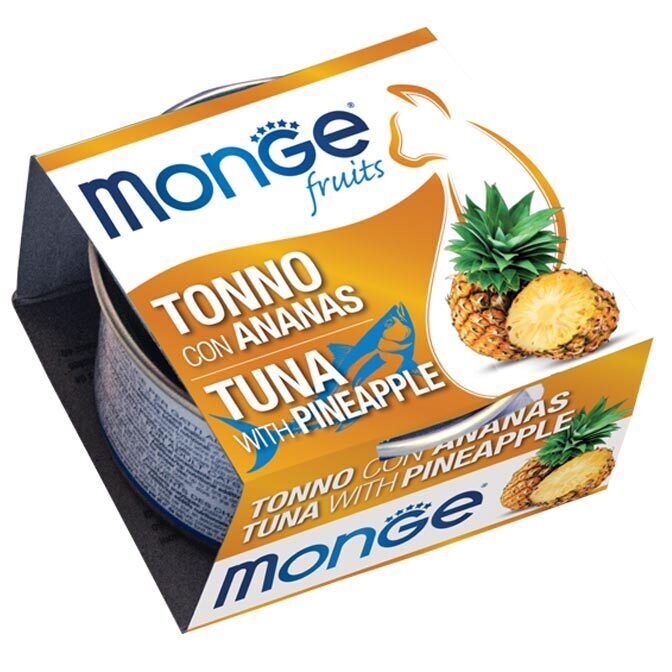 Monge Fruit Gatto, Tonno Pollo e Frutta Lattina 80gr - Tonno con Ananas