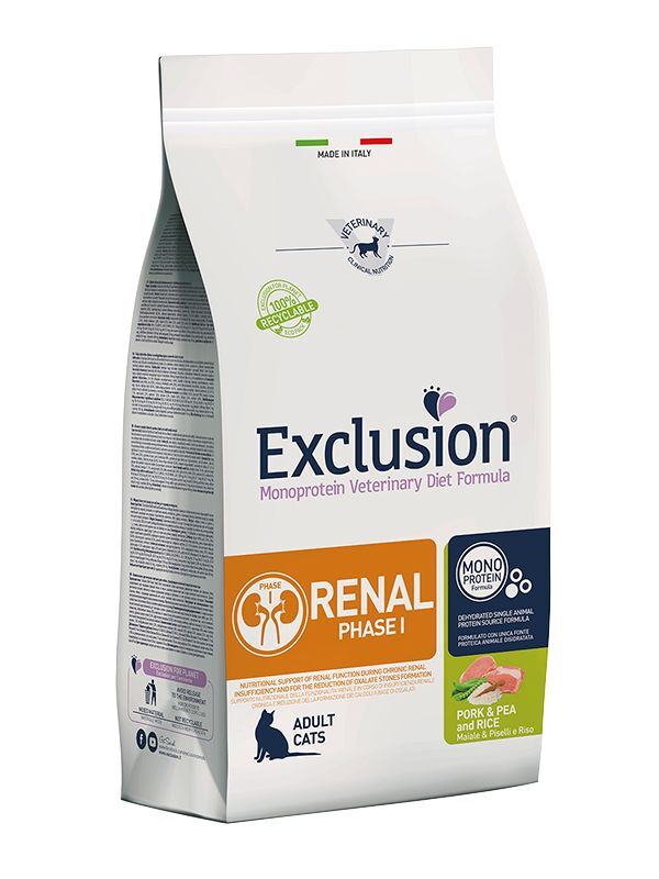 Exclusion Gatto Renal Phase 1 300gr Maiale Piselli e Riso