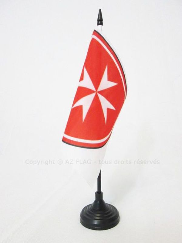 BANDIERA DA TAVOLO STEMMA SOVRANO MILITARE ORDINE DI MALTA 15x15cm - PICCOLA BAN