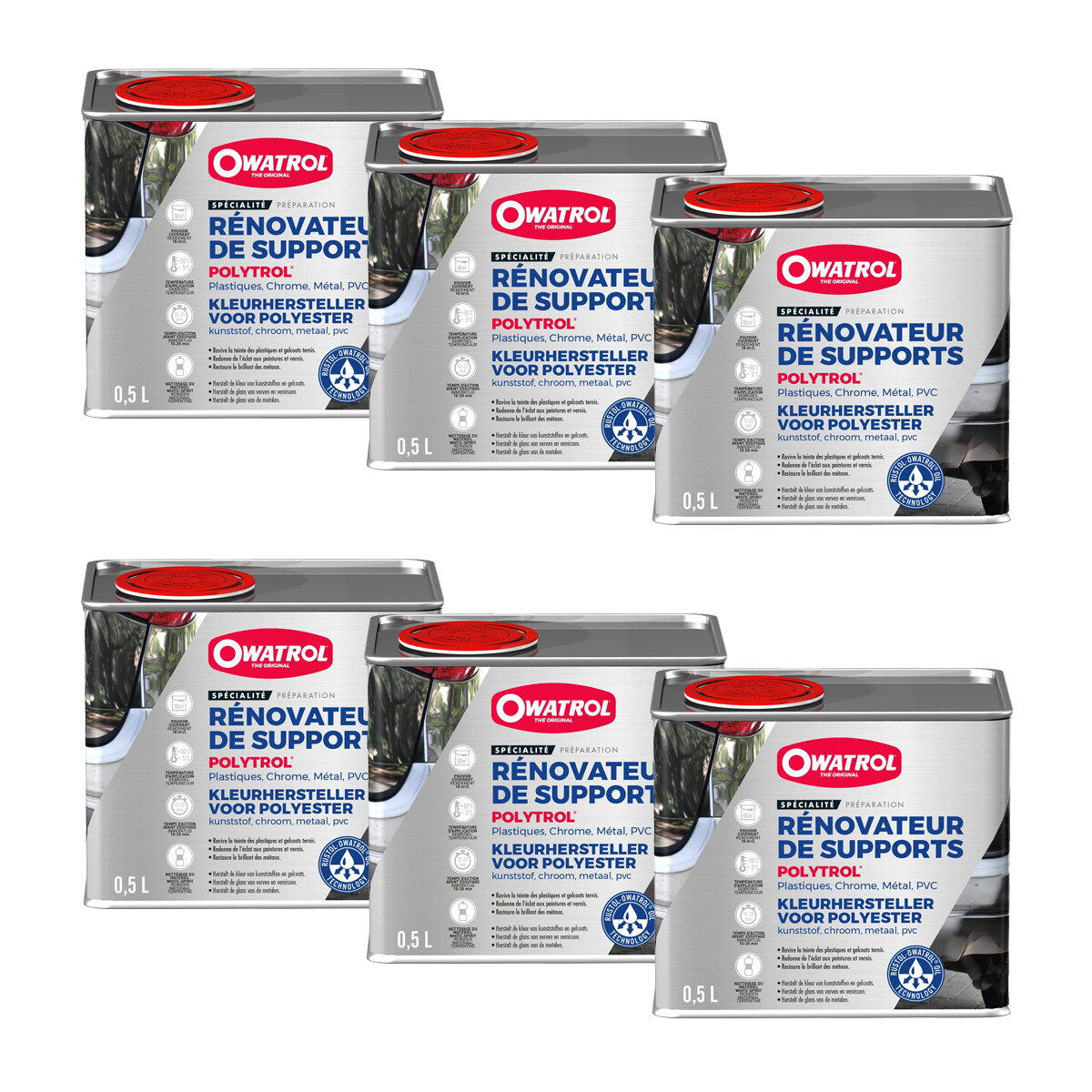 6 X Owatrol POLYTROL Rigenera aspetto auto plastica marmo vernici 500 ML