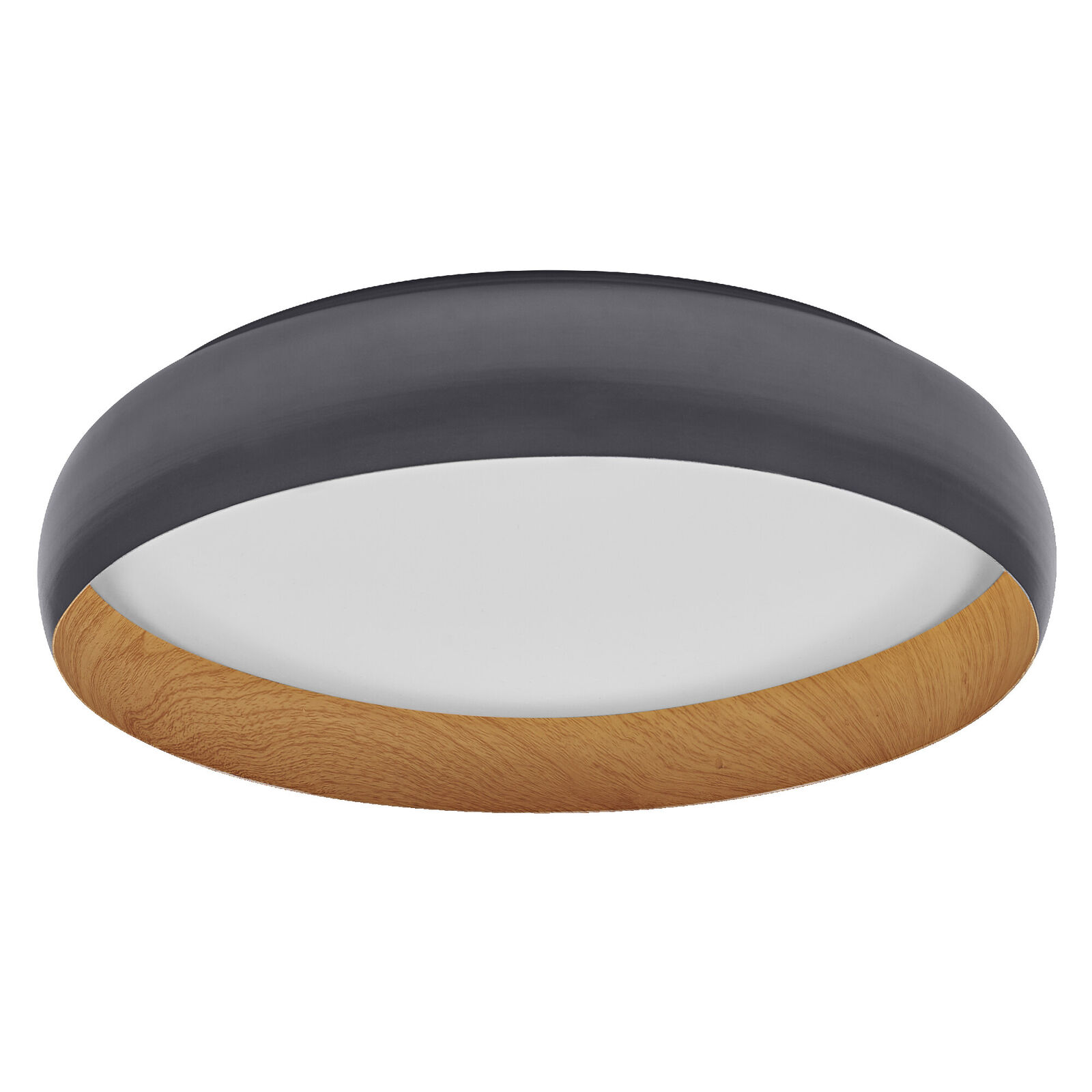 LEDVANCE ORBIS Livia LED-Deckenleuchte mit Metallring, grau/Holzdekor, 36W, 2000