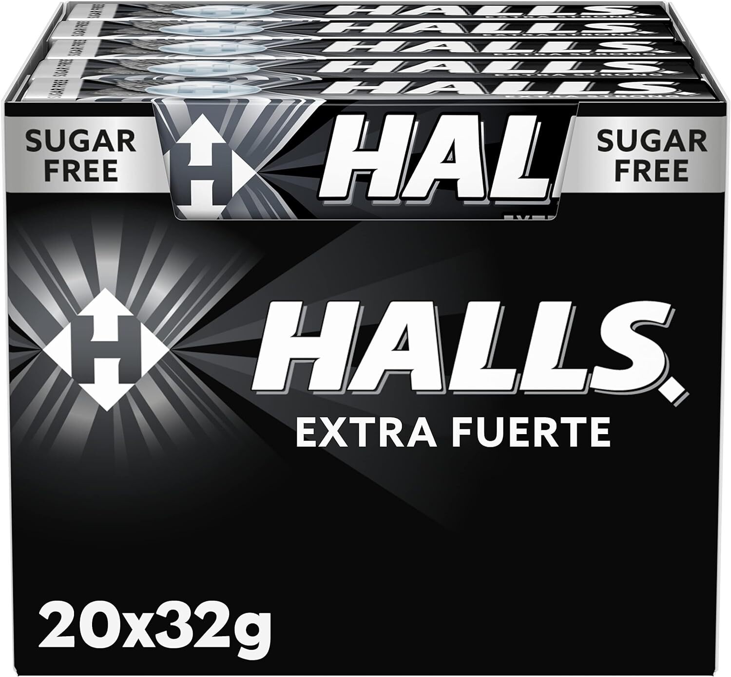 Halls Caramelle alla menta Extrastrong senza Zucchero 32 g (Confezione da 20)