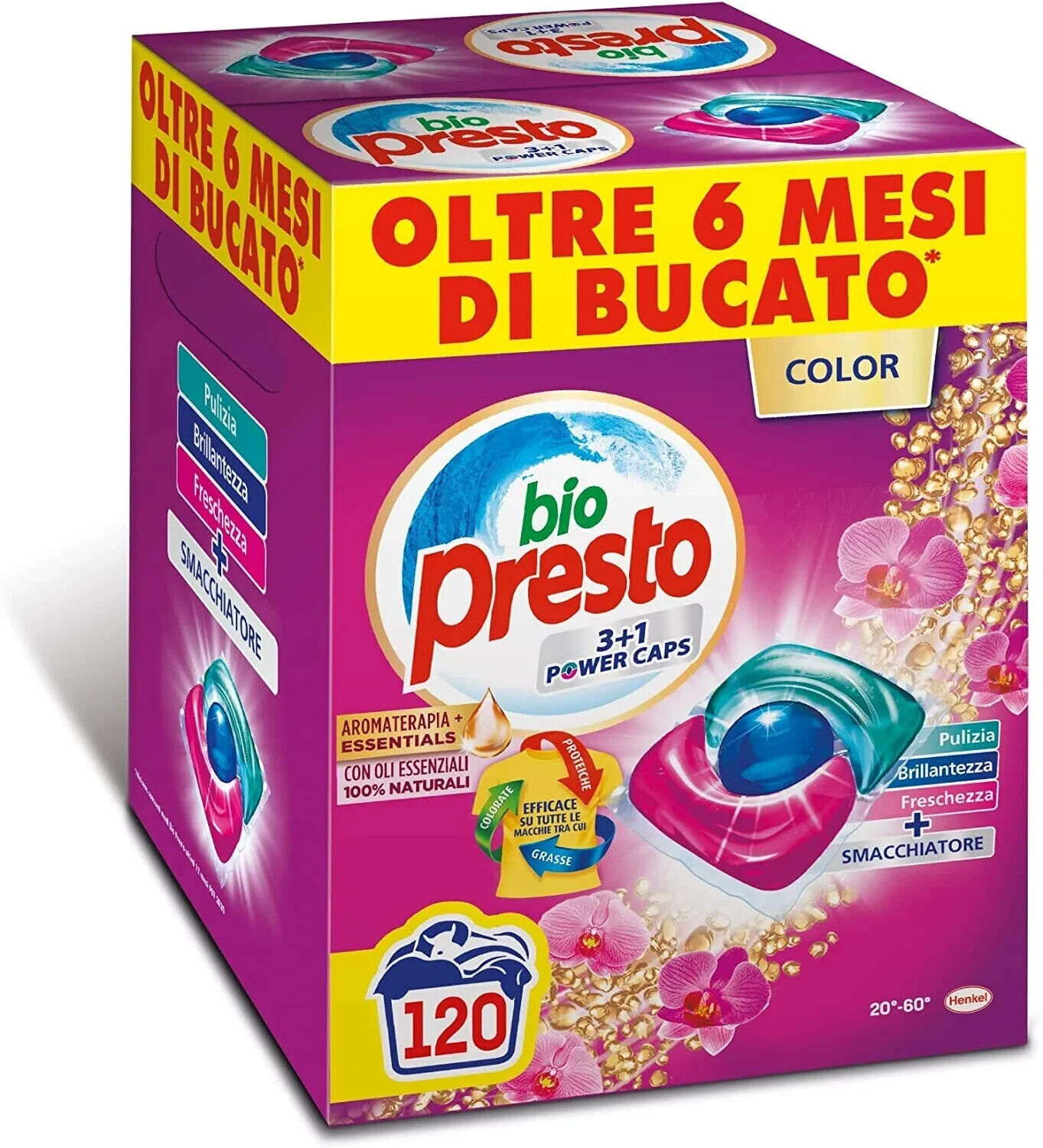 126 Bio Presto Power Caps Color Detersivo Lavatrice SMACCHIANTE 126 CAPS