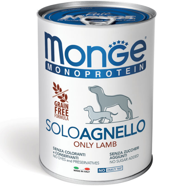 Patè cane monoproteico agnello Monge 400gr