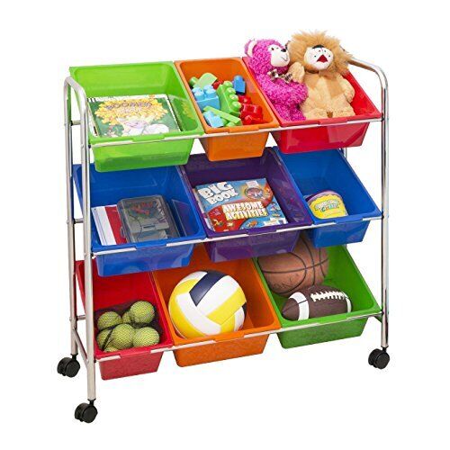 Seville Classics Carrello con 9 scatole portaoggetti cassetti, Metallo, (Z9U)