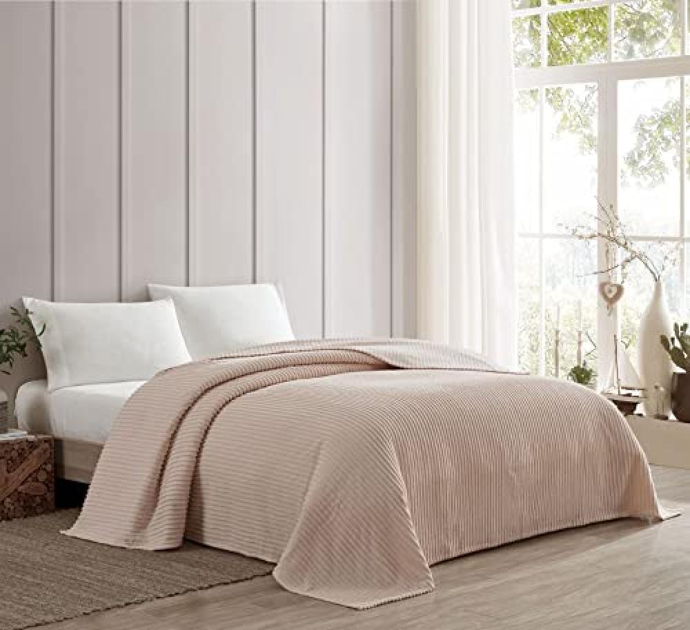 (TG. Queen) Beatrice Home Fashions Canale Chenille Copriletto Queen, Blush - NUO