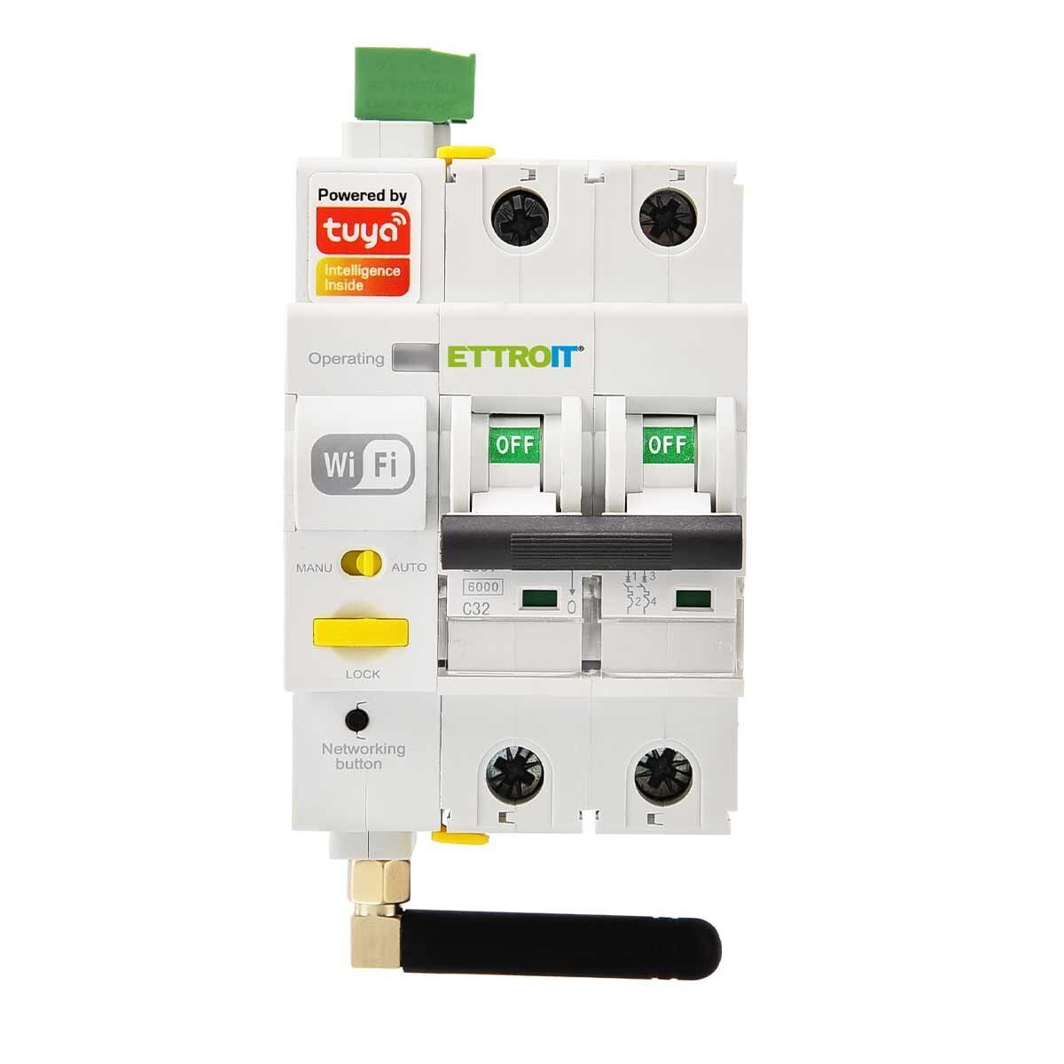 Interruttore Magnetotermico Smart WIFI 2P 32A Riarmo Automatico App TUYA Occupa